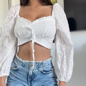 smocked white fairy crop top